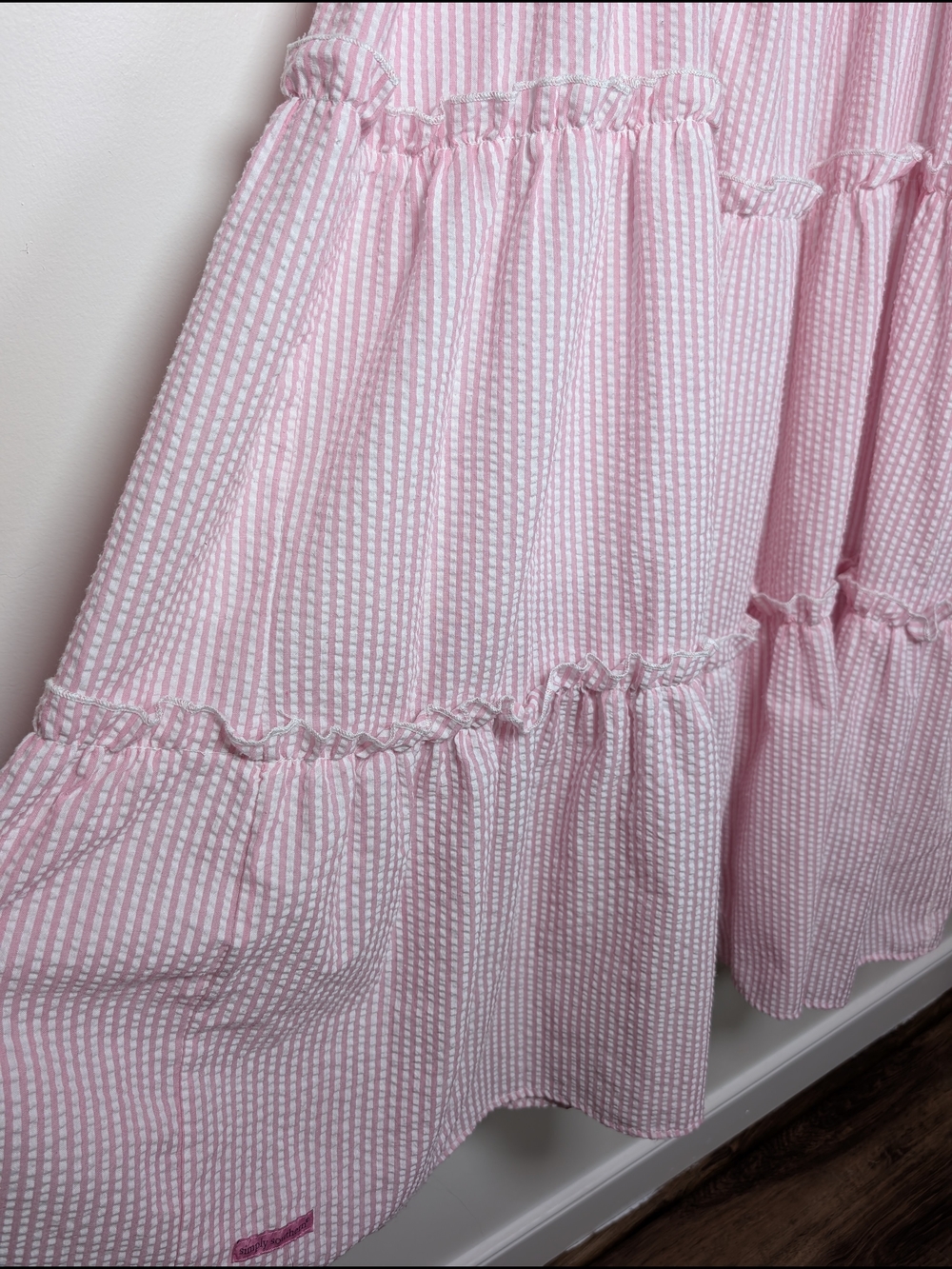Simply Southern Pink Seersucker Smocked Maxi Dress Cottagecore XXL - Picture 3 of 11